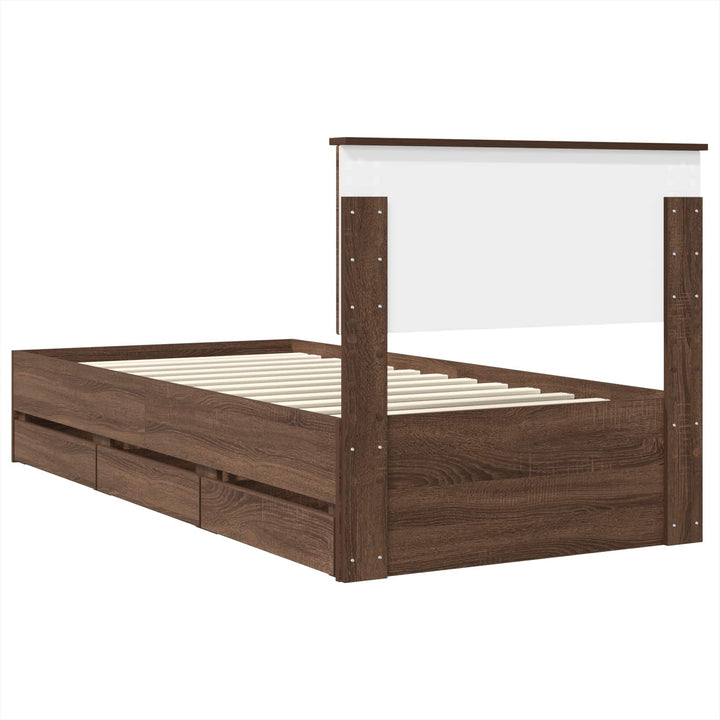 Sengestel med skuffe Brun eg 75 x 190 cm Ingeniørtræ