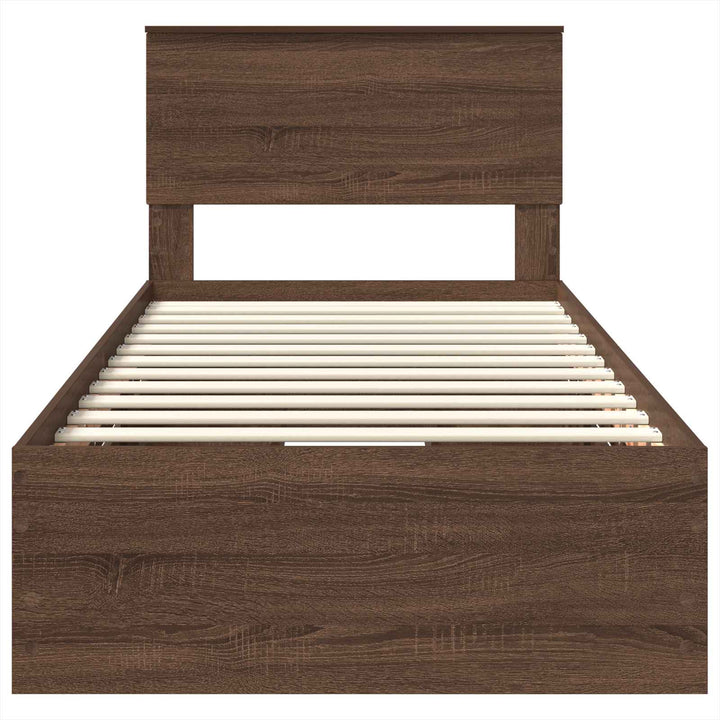 Sengestel med skuffe Brun eg 75 x 190 cm Ingeniørtræ