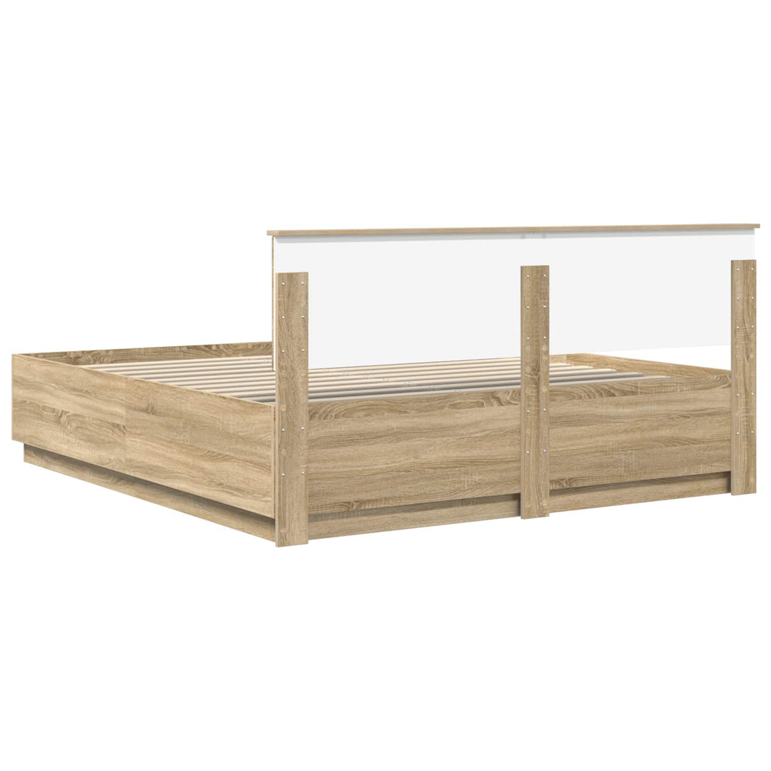 Sengestel med hovedgærde Sonoma eg 200 x 200 cm Konstrueret træ