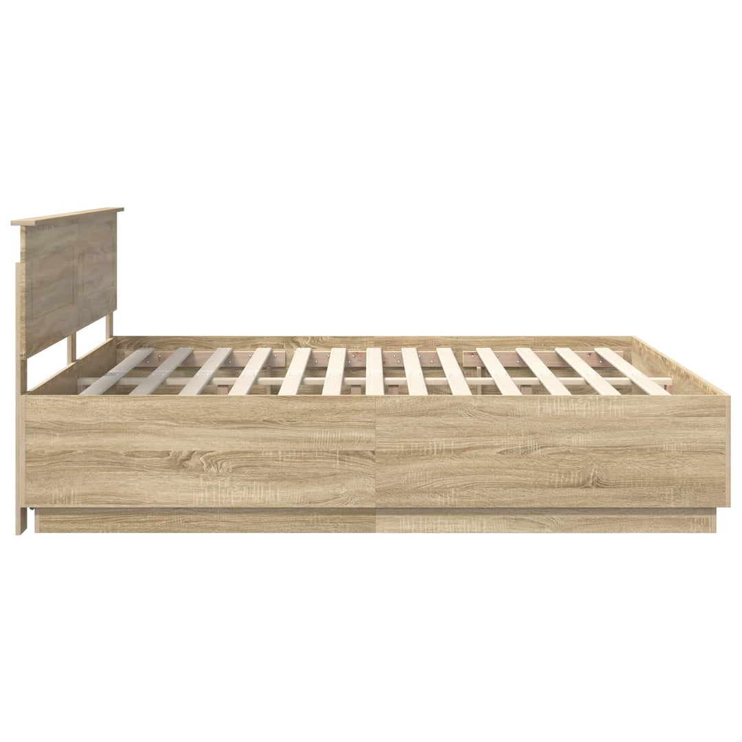 Sengestel med hovedgærde Sonoma eg 200 x 200 cm Konstrueret træ