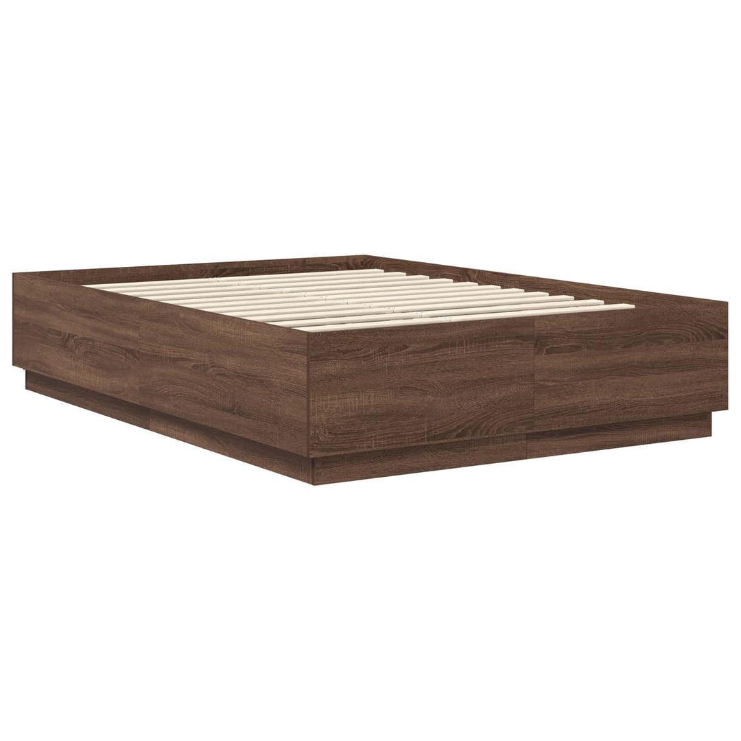 Sengestel med hovedgærde Brun eg 150 x 200 cm Konstrueret træ