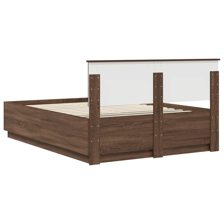 Sengestel med hovedgærde Brun eg 150 x 200 cm Konstrueret træ