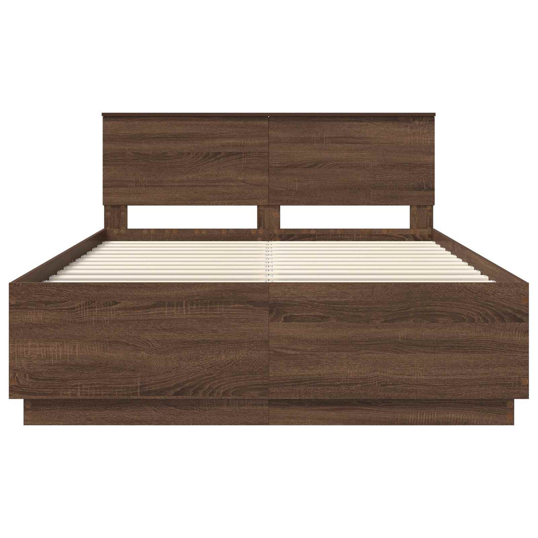 Sengestel med hovedgærde Brun eg 150 x 200 cm Konstrueret træ