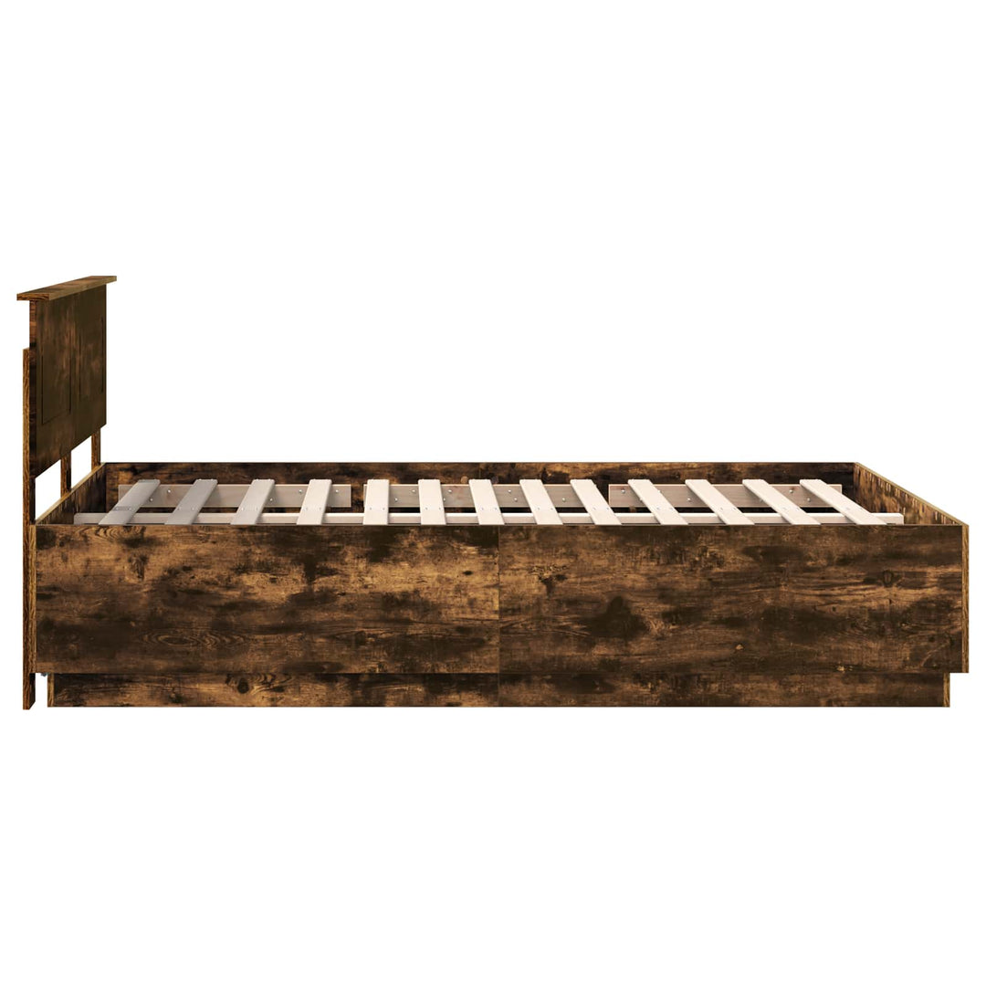 Sengestel med hovedgærde Røget eg 140 x 200 cm Konstrueret træ