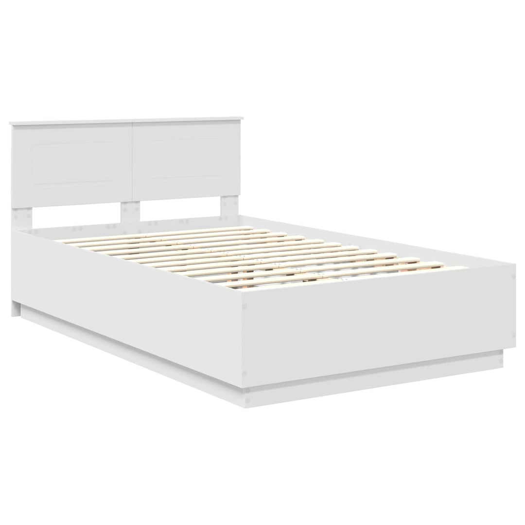 Sengestel med hovedgærde Hvid 135 x 190 cm Konstrueret træ
