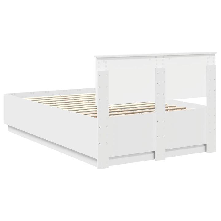 Sengestel med hovedgærde Hvid 135 x 190 cm Konstrueret træ