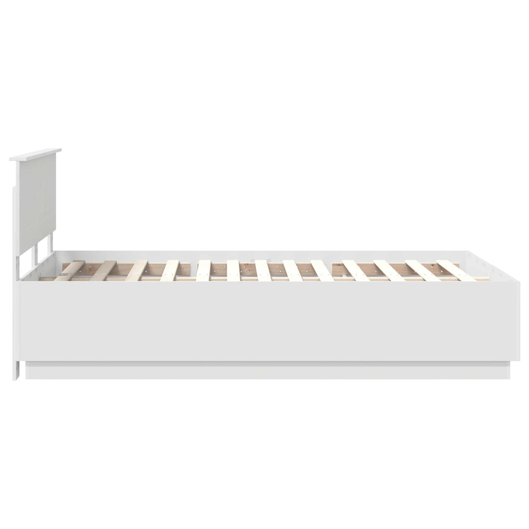 Sengestel med hovedgærde Hvid 135 x 190 cm Konstrueret træ