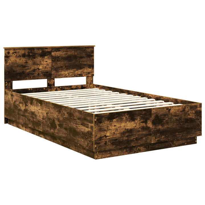 Sengestel med hovedgærde Røget eg 135 x 190 cm Konstrueret træ