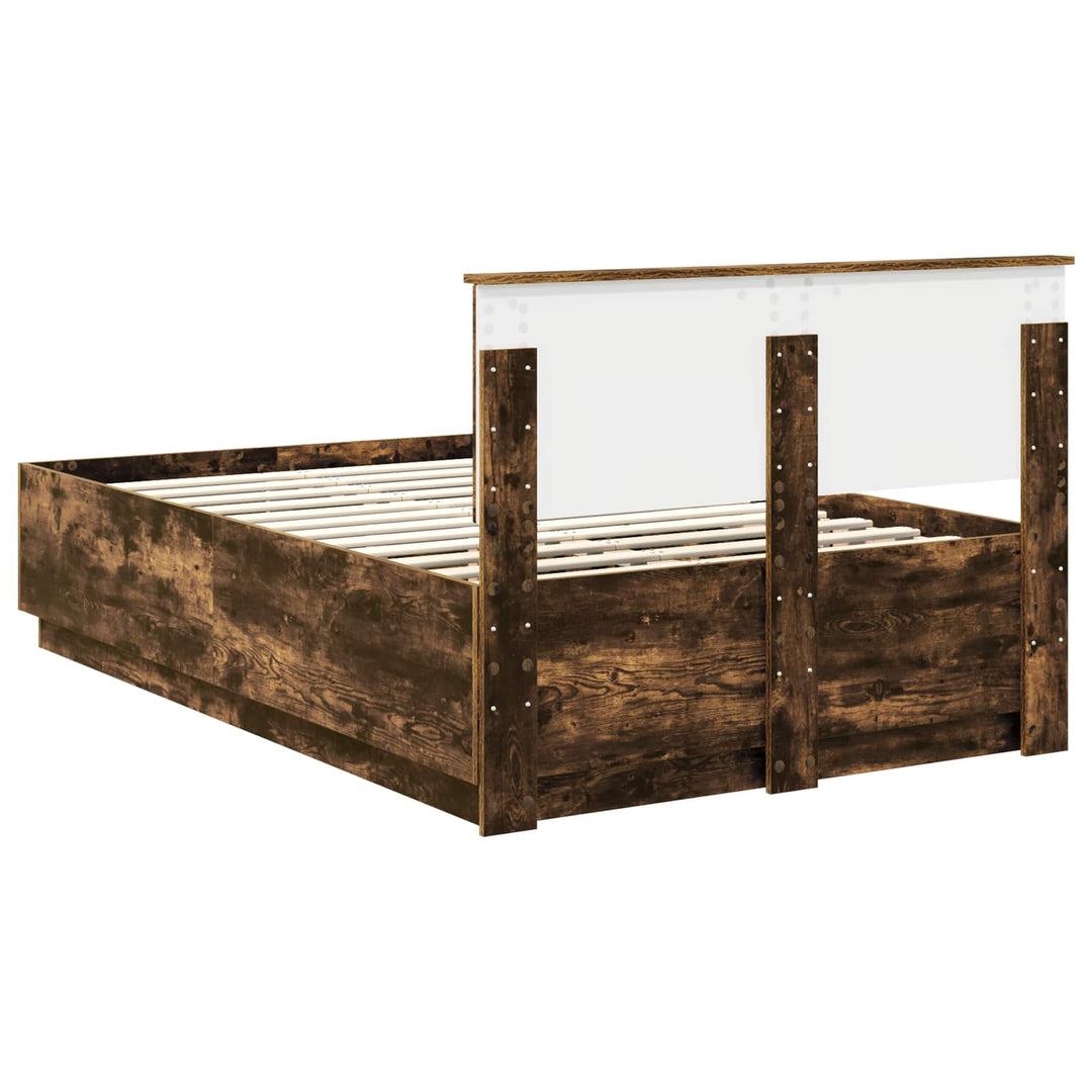 Sengestel med hovedgærde Røget eg 135 x 190 cm Konstrueret træ