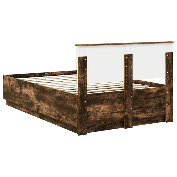 Sengestel med hovedgærde Røget eg 135 x 190 cm Konstrueret træ