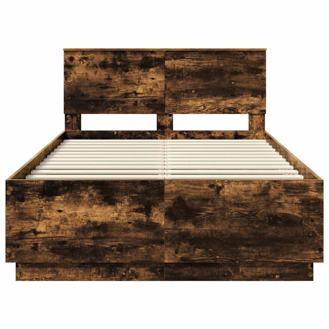 Sengestel med hovedgærde Røget eg 135 x 190 cm Konstrueret træ