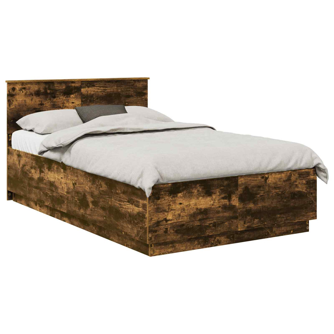 Sengestel med hovedgærde Røget eg 135 x 190 cm Konstrueret træ