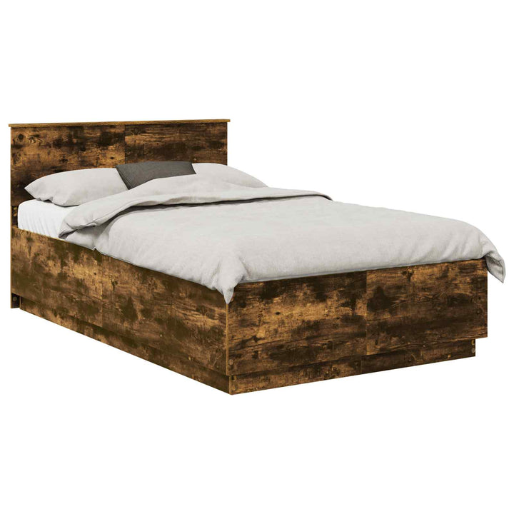 Sengestel med hovedgærde Røget eg 135 x 190 cm Konstrueret træ