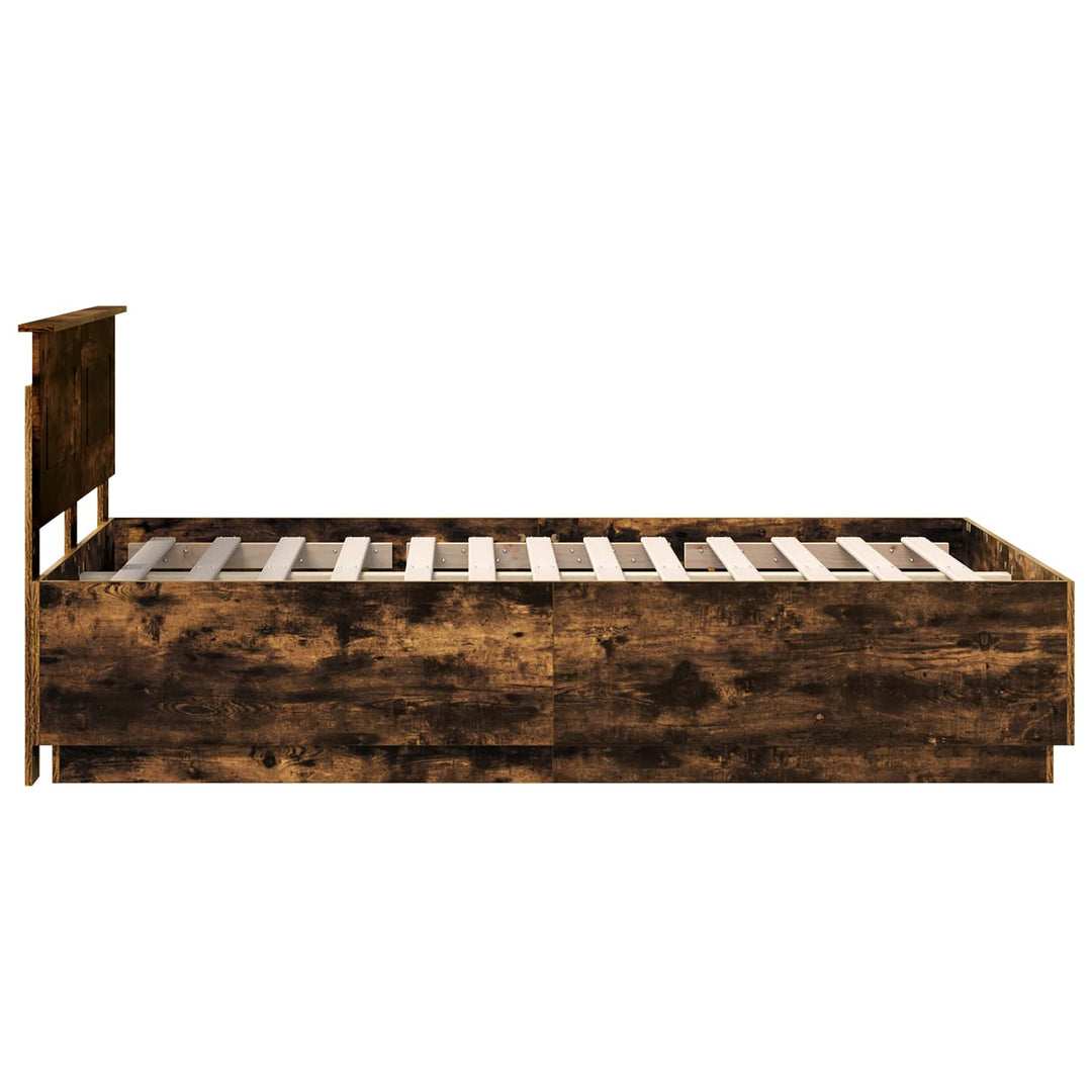 Sengestel med hovedgærde Røget eg 135 x 190 cm Konstrueret træ
