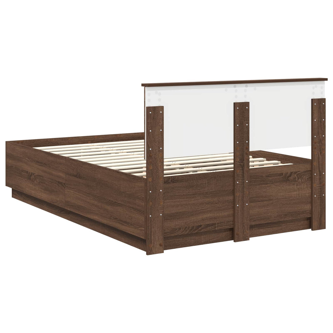 Sengestel med hovedgærde Brun eg 135 x 190 cm Konstrueret træ
