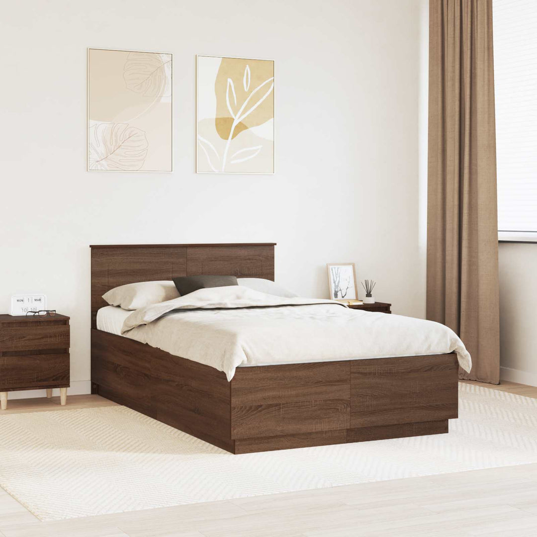 Sengestel med hovedgærde Brun eg 120 x 190 cm Konstrueret træ