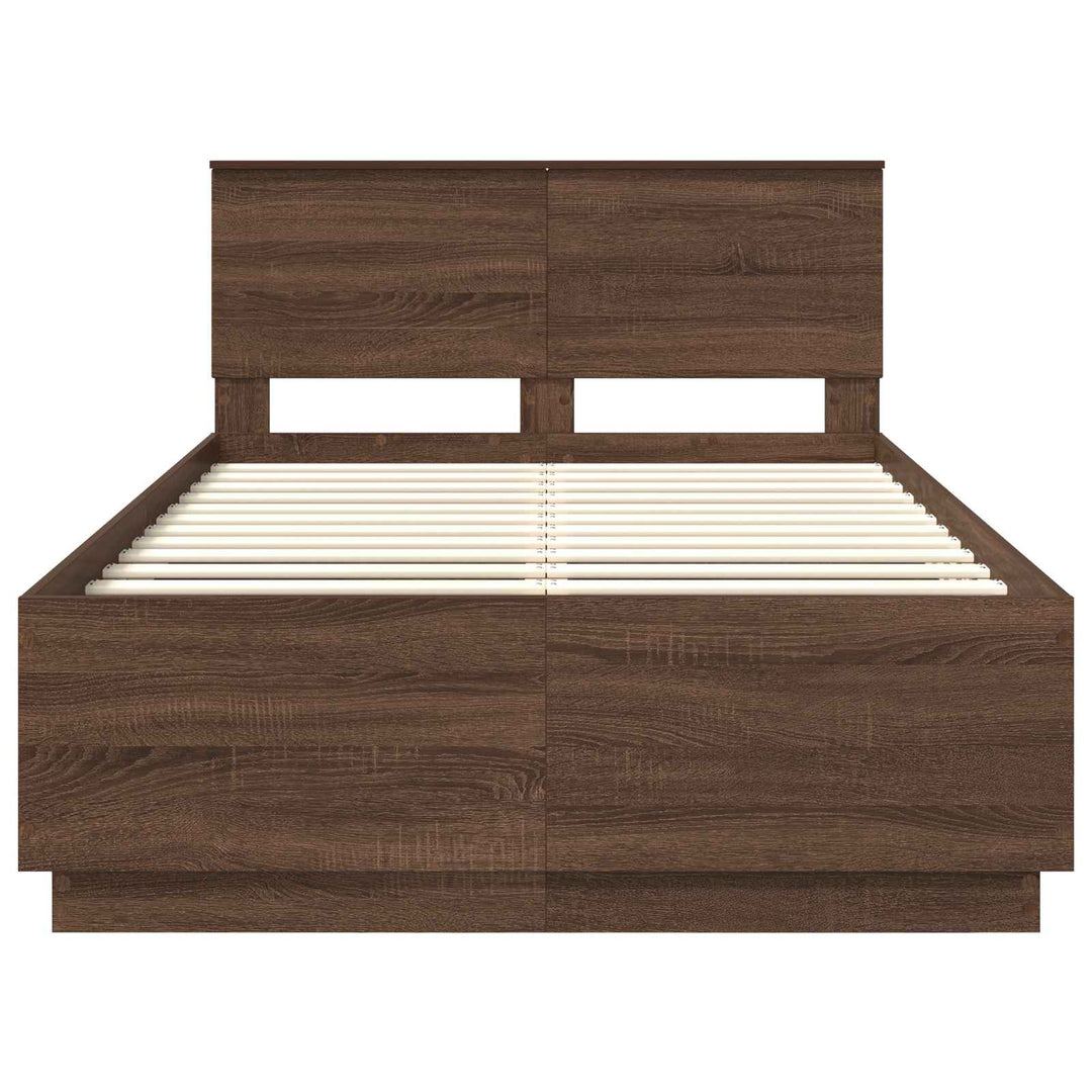 Sengestel med hovedgærde Brun eg 120 x 190 cm Konstrueret træ