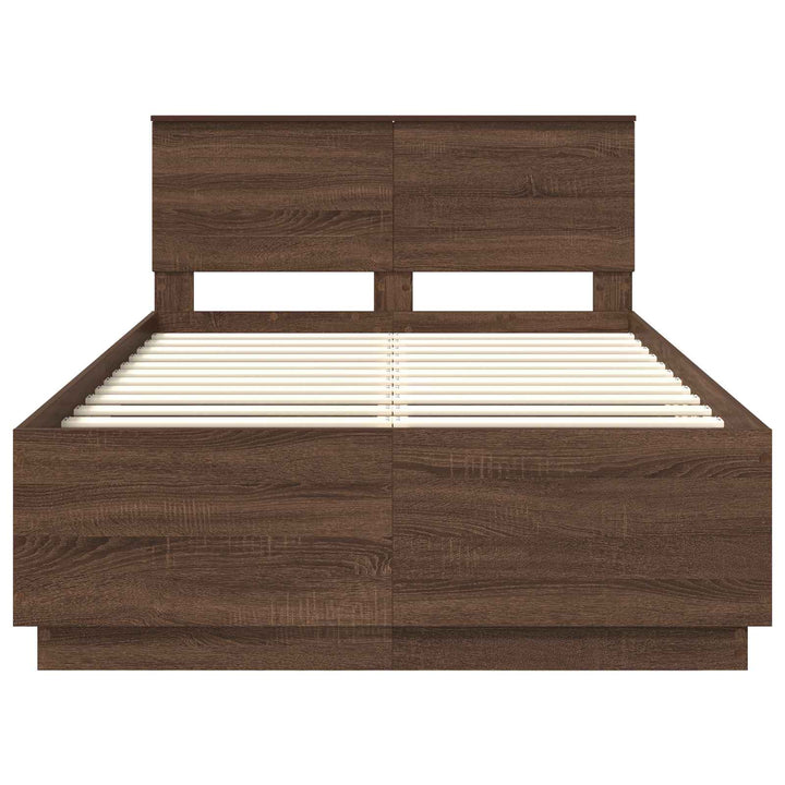Sengestel med hovedgærde Brun eg 120 x 190 cm Konstrueret træ