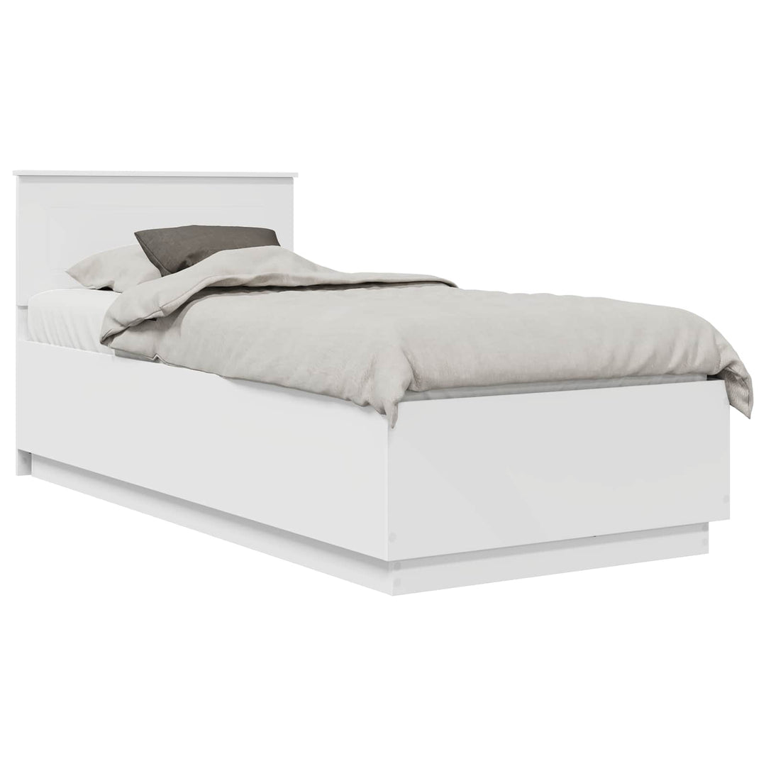 Sengestel med LED-lysstrimler Hvid 100 x 200 cm Konstrueret træ