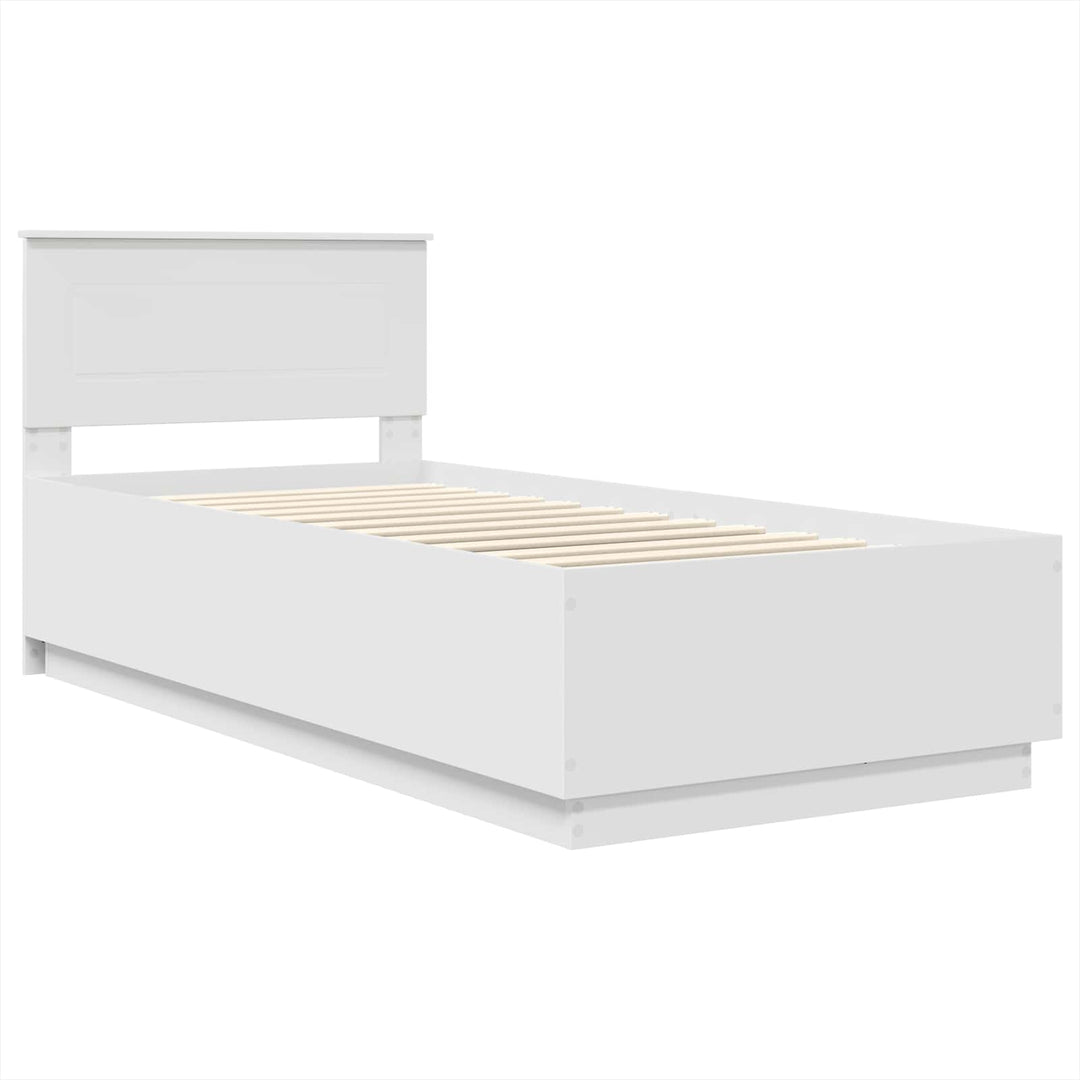 Sengestel med LED -strimmellys Hvid 70 x 190 cm Konstrueret træ