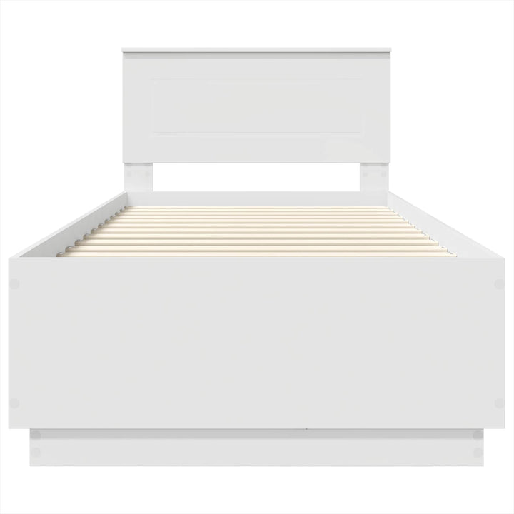 Sengestel med LED -strimmellys Hvid 70 x 190 cm Konstrueret træ