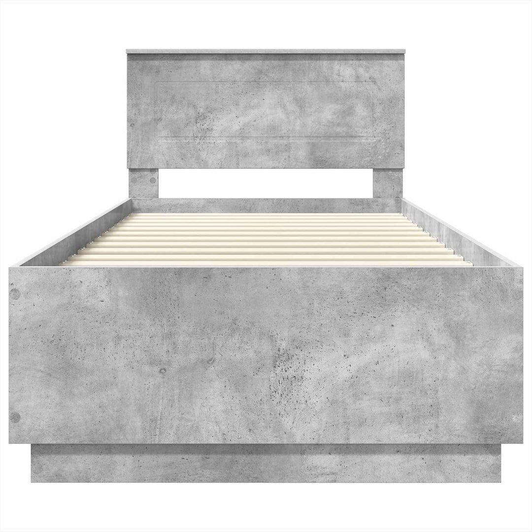 Sengestel med hovedgærde Beton Grå 70 x 190 cm Konstrueret træ