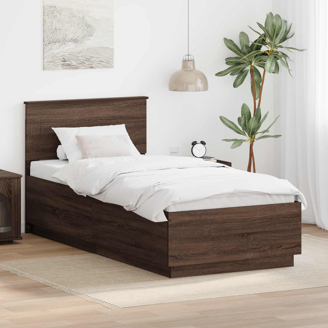 Sengestel med hovedgærde Brun eg 70 x 190 cm Konstrueret træ