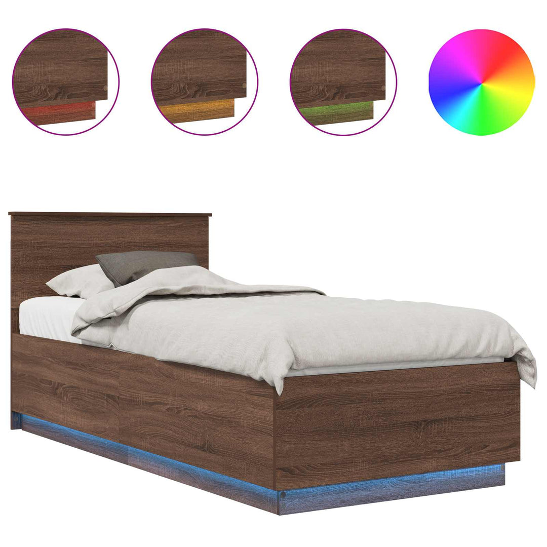 Sengestel med hovedgærde Brun eg 70 x 190 cm Konstrueret træ