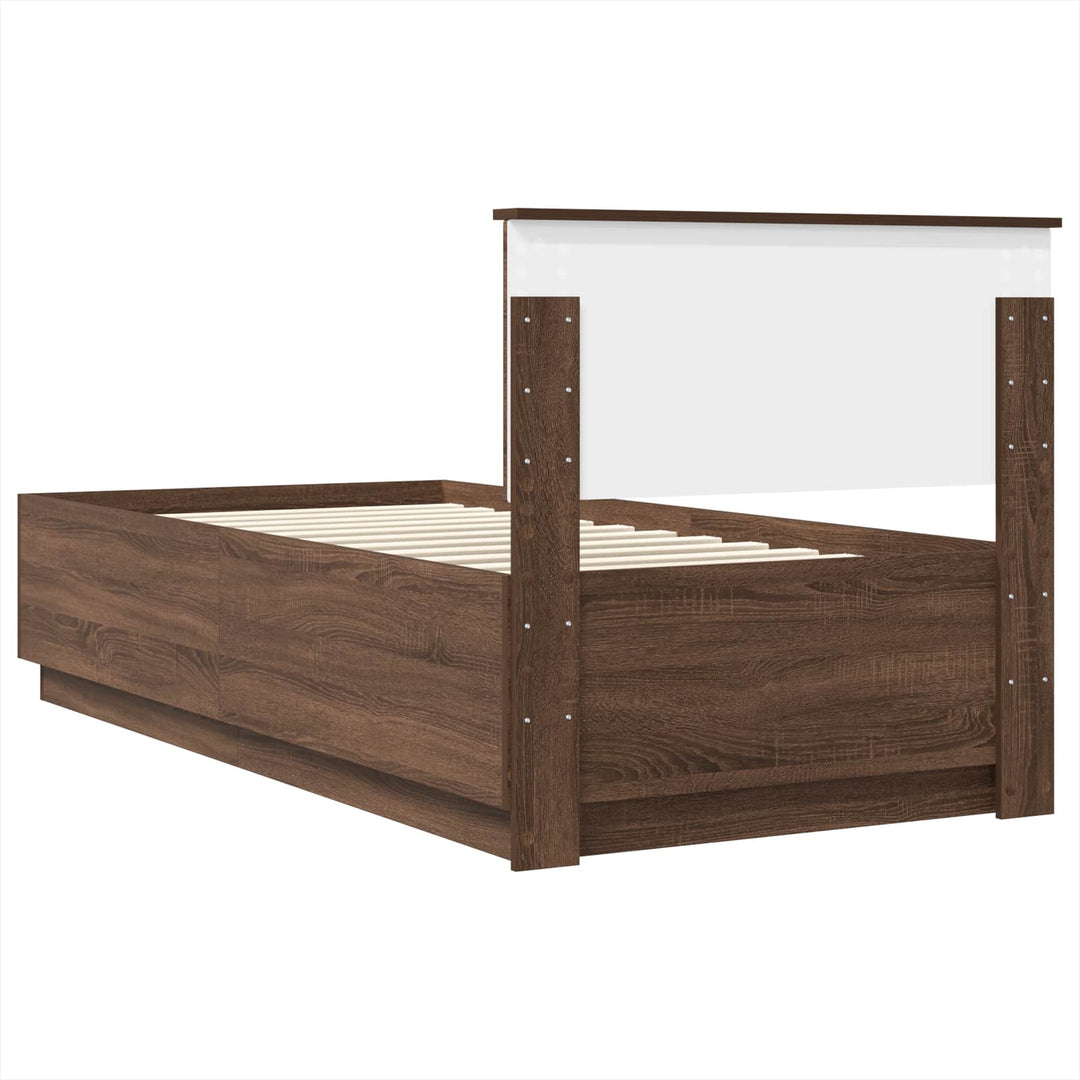 Sengestel med hovedgærde Brun eg 70 x 190 cm Konstrueret træ