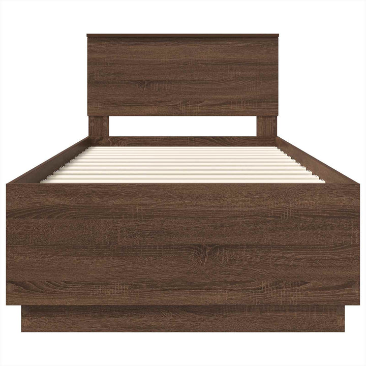 Sengestel med hovedgærde Brun eg 70 x 190 cm Konstrueret træ