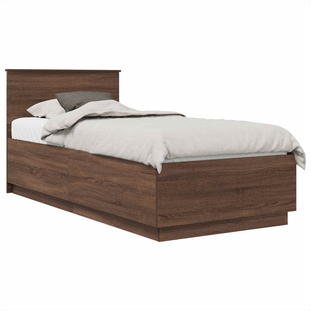 Sengestel med hovedgærde Brun eg 70 x 190 cm Konstrueret træ