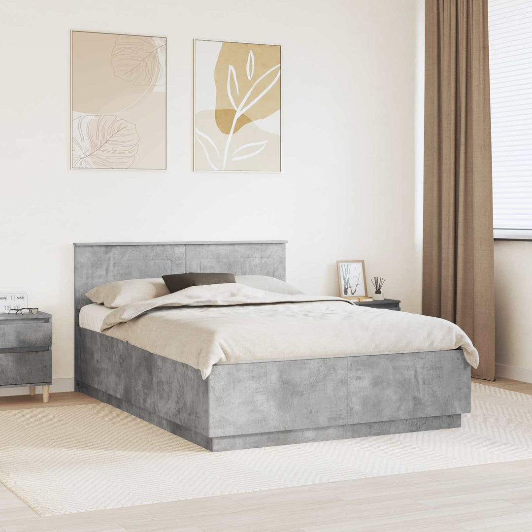 Sengestel med hovedgærde Betongrå 160 x 200 cm Konstrueret træ