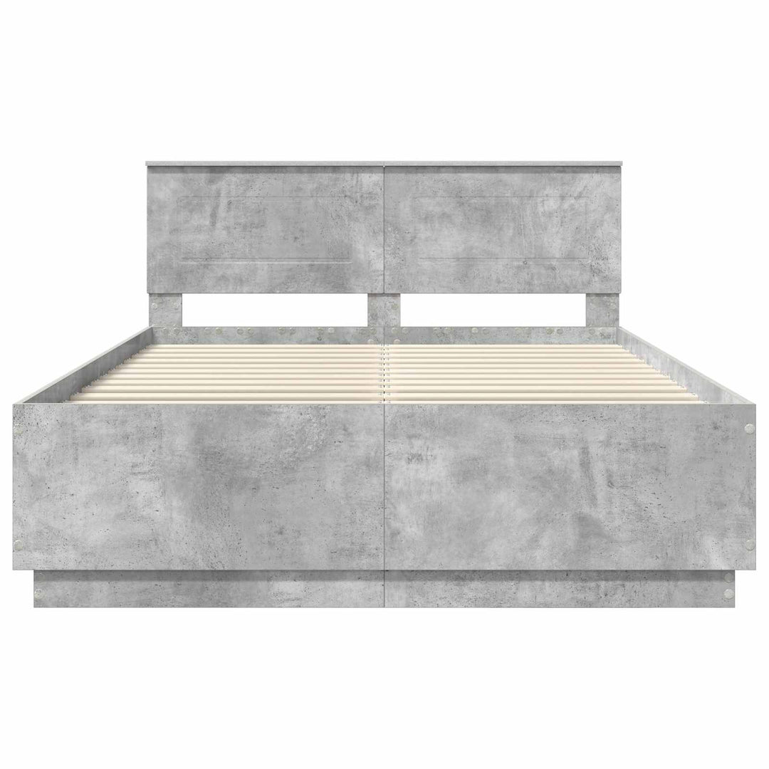 Sengestel med hovedgærde Betongrå 160 x 200 cm Konstrueret træ