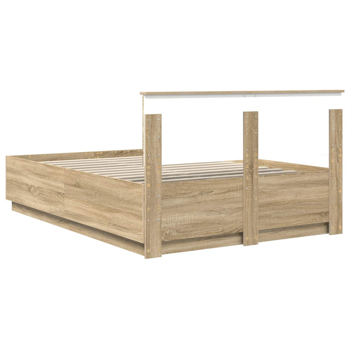 Sengestel med hovedgærde Sonoma-eg 150 x 200 cm Konstrueret træ