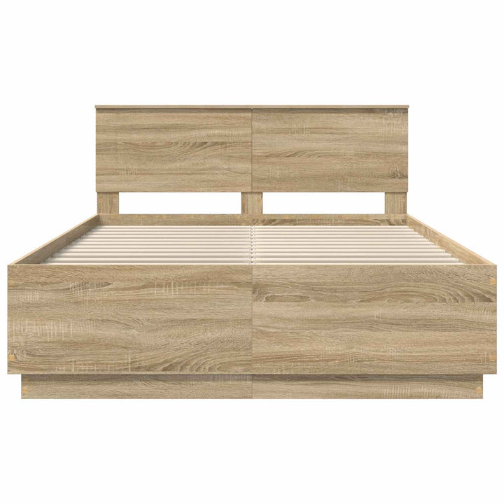 Sengestel med hovedgærde Sonoma-eg 150 x 200 cm Konstrueret træ