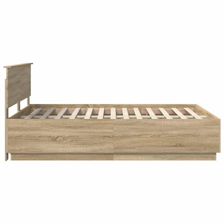 Sengestel med hovedgærde Sonoma-eg 150 x 200 cm Konstrueret træ