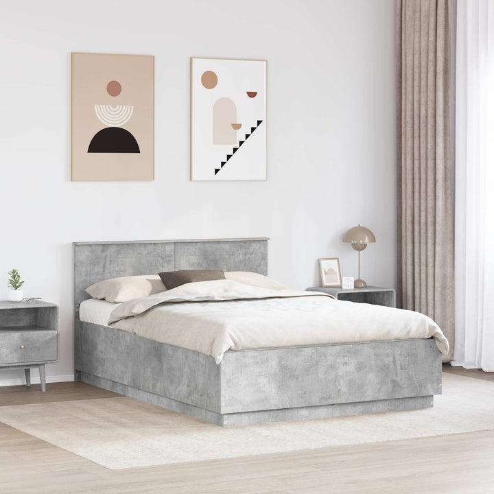 Sengestel med hovedgærde Betongrå 150 x 200 cm Konstrueret træ