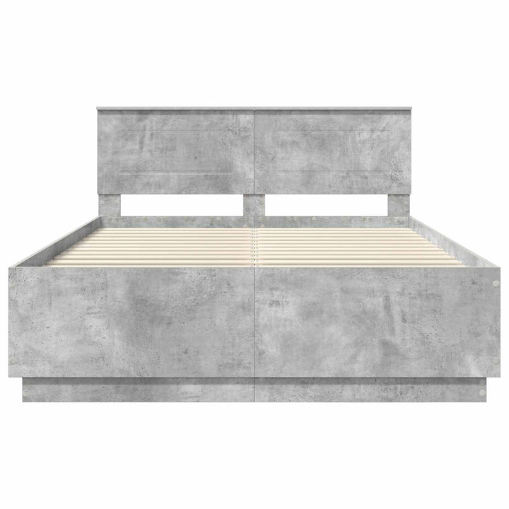 Sengestel med hovedgærde Betongrå 150 x 200 cm Konstrueret træ