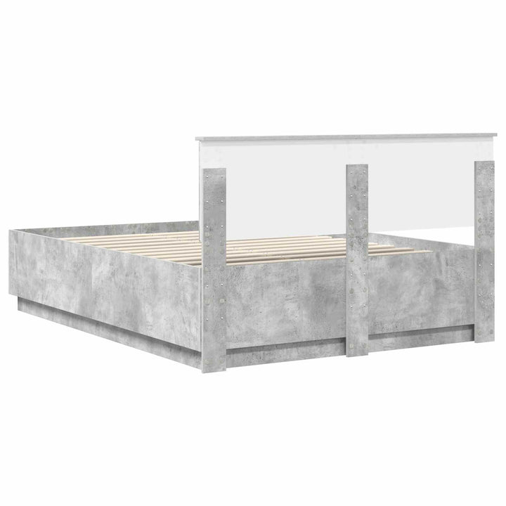 Sengestel med hovedgærde Betongrå 140 x 190 cm Konstrueret træ