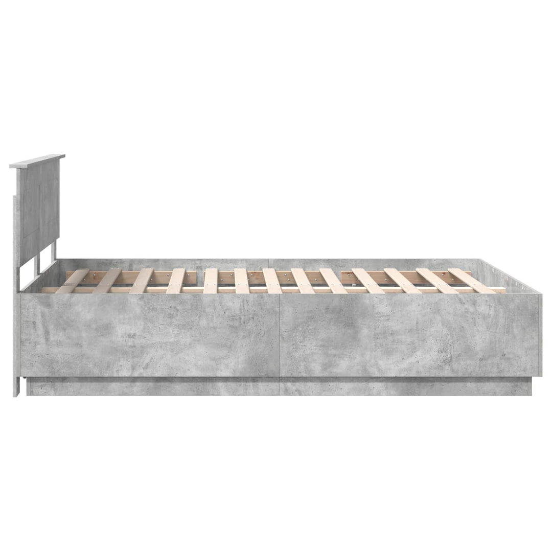 Sengestel med hovedgærde Betongrå 140 x 190 cm Konstrueret træ
