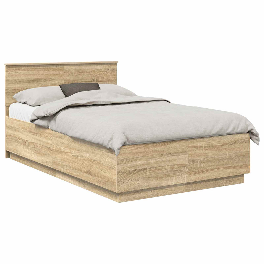 Sengestel med hovedgærde Sonoma-eg 135 x 190 cm Konstrueret træ