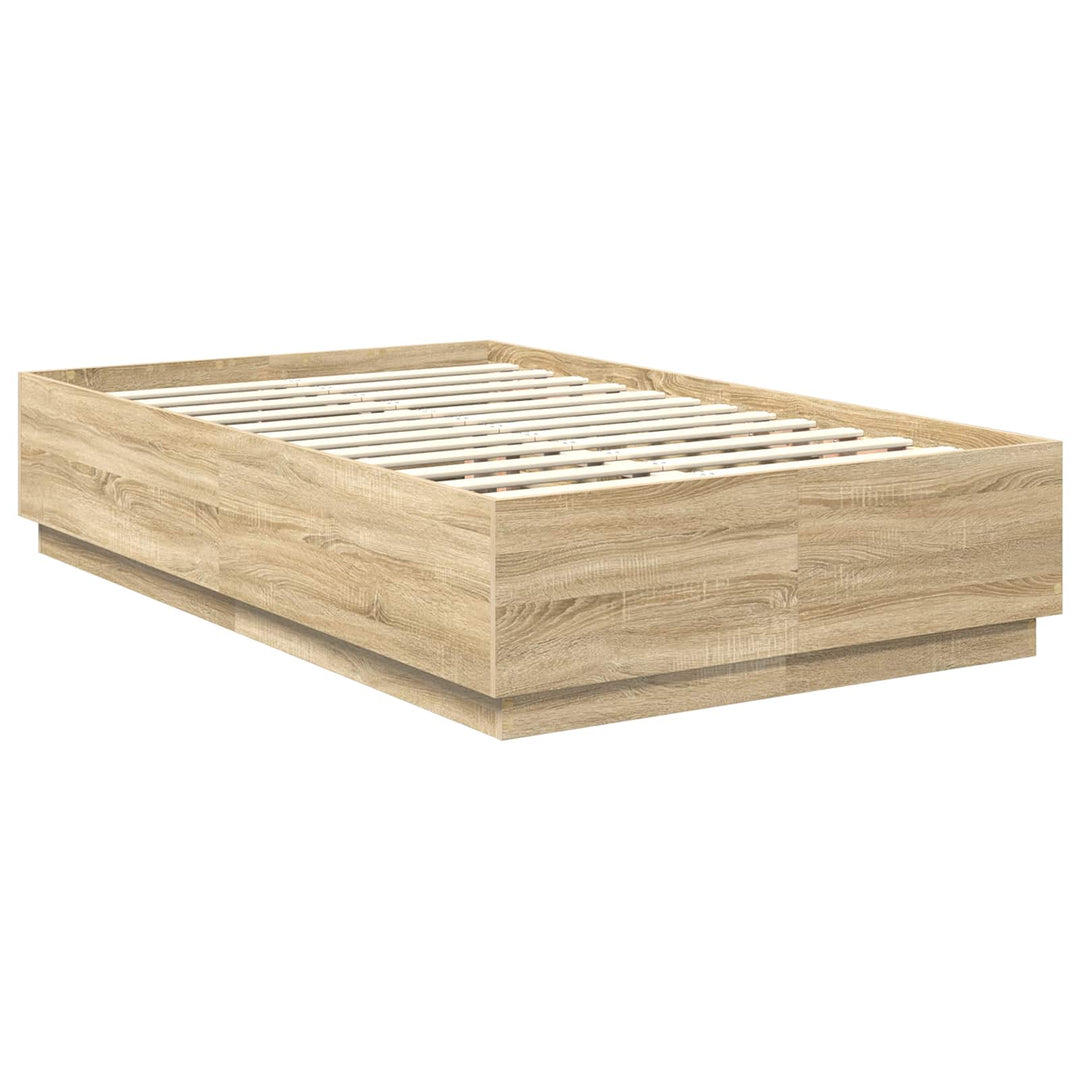 Sengestel med hovedgærde Sonoma-eg 135 x 190 cm Konstrueret træ