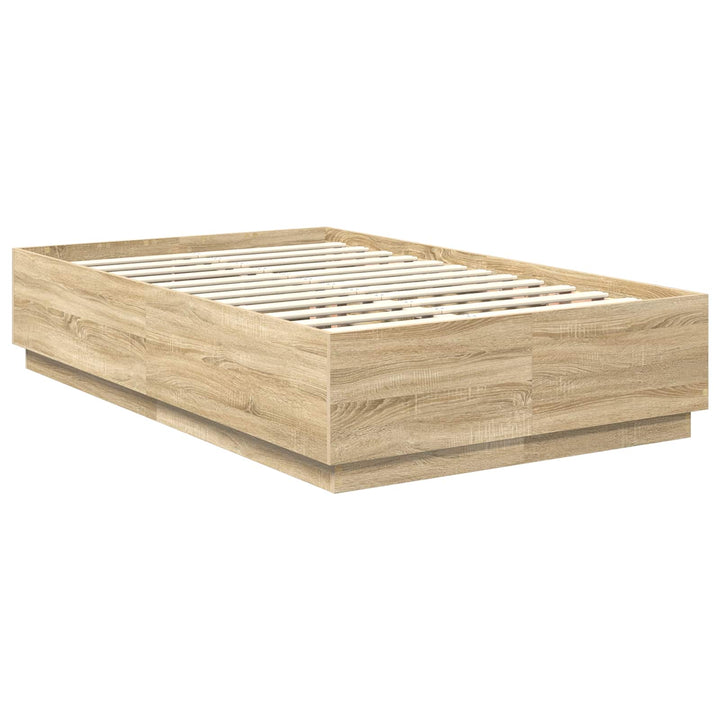 Sengestel med hovedgærde Sonoma-eg 135 x 190 cm Konstrueret træ