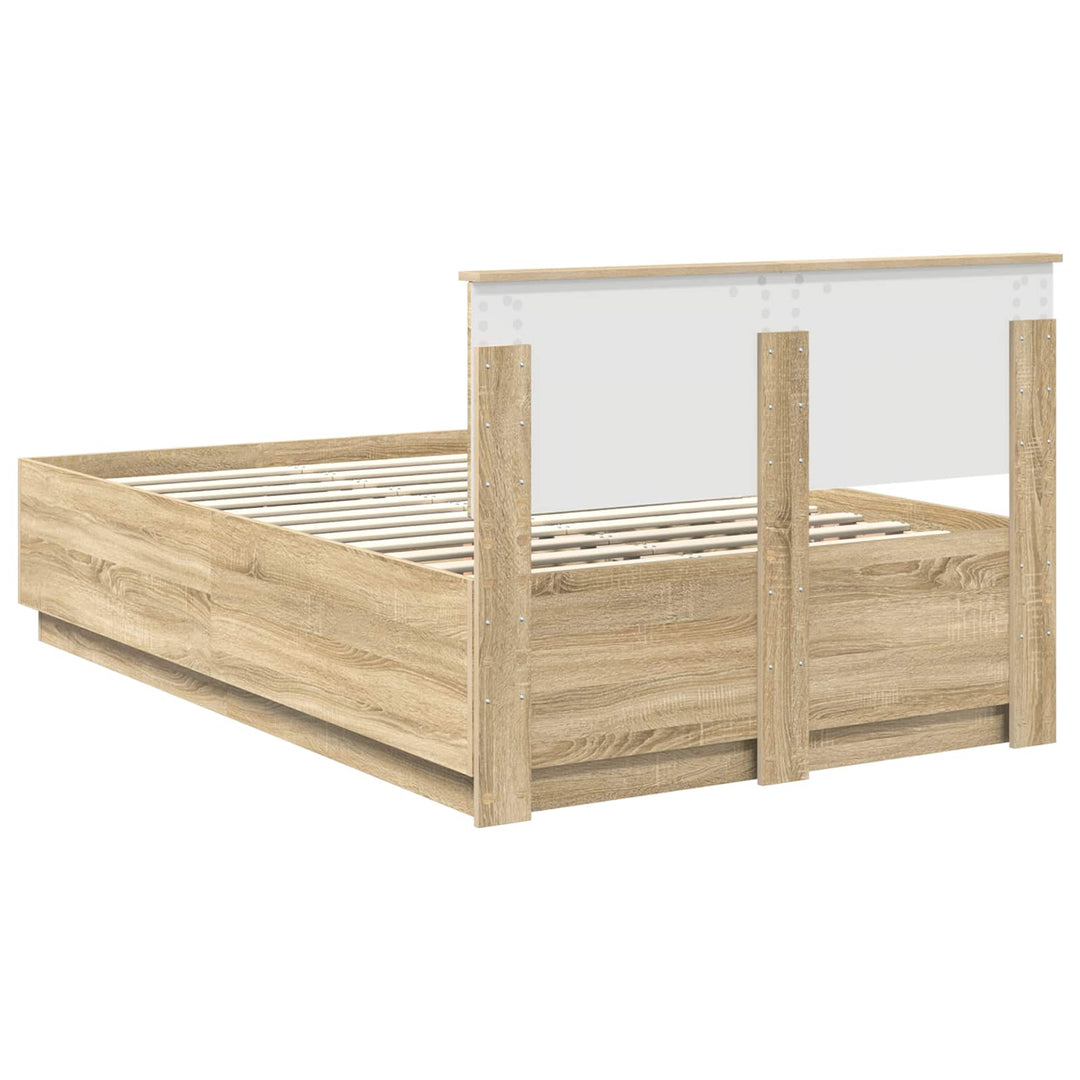 Sengestel med hovedgærde Sonoma-eg 135 x 190 cm Konstrueret træ