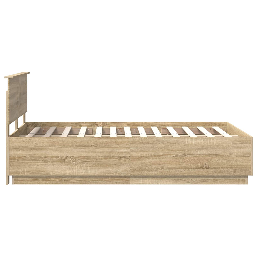 Sengestel med hovedgærde Sonoma-eg 135 x 190 cm Konstrueret træ