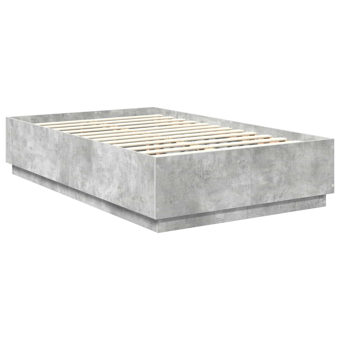 Sengestel med hovedgærde Betongrå 135 x 190 cm Konstrueret træ