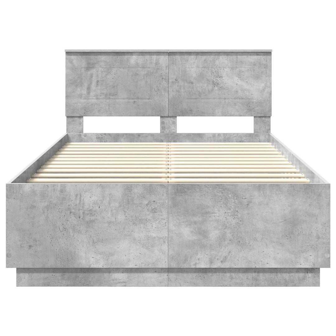 Sengestel med hovedgærde Betongrå 135 x 190 cm Konstrueret træ