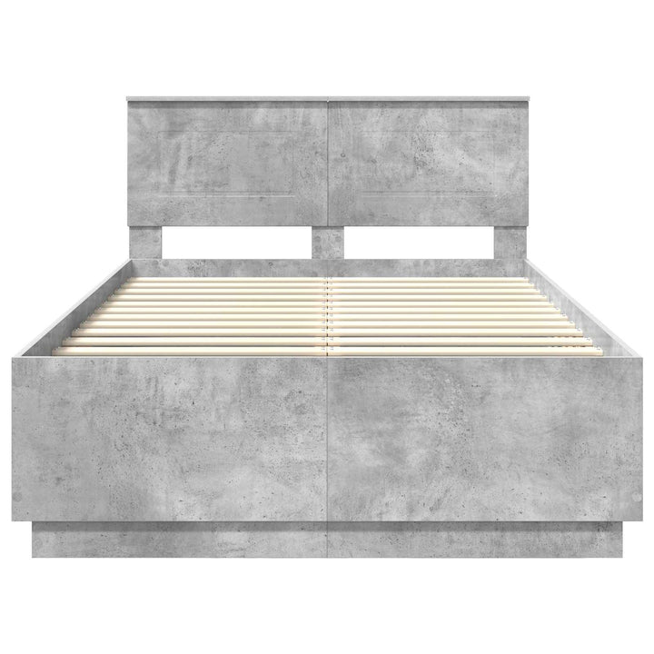 Sengestel med hovedgærde Betongrå 135 x 190 cm Konstrueret træ