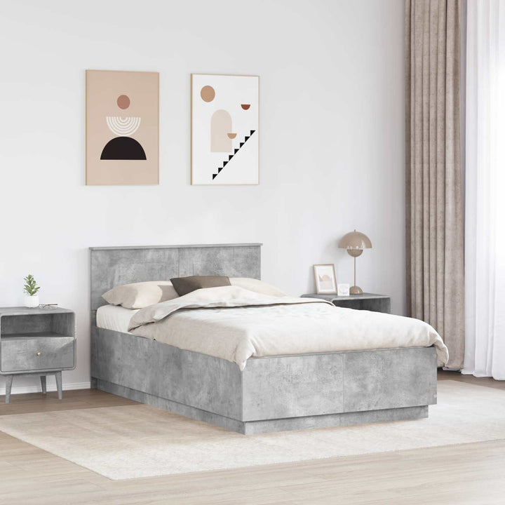 Sengestel med hovedgærde Betongrå 120 x 200 cm Konstrueret træ