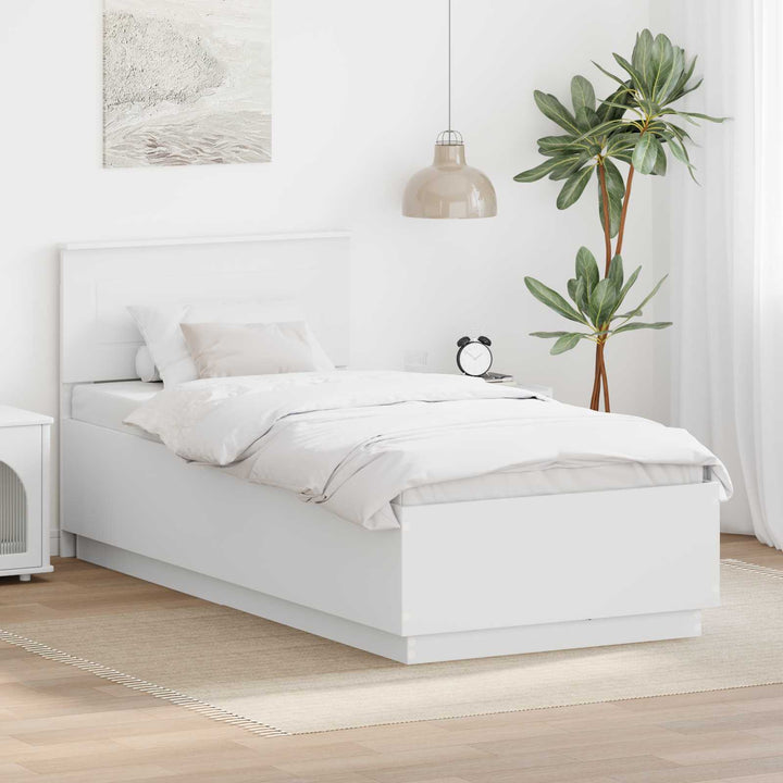 Sengestel med hovedgærde Hvid 100 x 200 cm Konstrueret træ